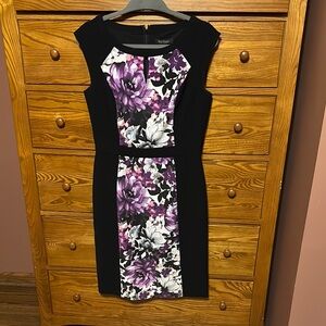 White House Black Market Sheath Dress Black and Purple Midi